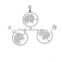 Stainless Steel Cut Out Pendants Elephant Animal Silver Tone Round Clear Rhinestone