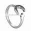 Silver Bronze Plated Moon And Star Knuckle Ring Animal Open Mouth Unisex Rings