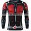 Red and black color mens long sleeve compression running shirt one sleeve