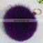 fashion fox fur pompoms key chain real fur pompon accessories