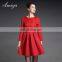 red elegant long sleeve fashion skater evening dress party dress for women