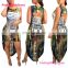 2017 Individualized Print Ripped Cut Out Dress Beach Maxi Dress Summer