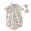 A0144# 2020 Baby Girl Bodysuits Chinese Style Cheongsam Floral Baby Cotton Sleeveless Leotard Crawling Clothes + Bow Hair Band