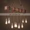 Industrial Wooden Rectangle Shape Pendant Light 8/10 Heads Decorative Hanging Lamp For Bar Home