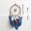 Factory Price Diy Round Frame Macrame Hanging Decor Feather Bead Blue Dream Catcher