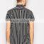 2016 Summer Short Sleeves Black and White Mens Stripe Shirt In Regular Fit