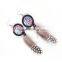 China Yiwu Modern Fashion Various Colors Feather Dream Catcher Earrings With 14k Gold Chains