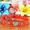 Hottest Making Leather Heart Cystal Stud Pet Collars For Dogs