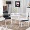 80cm white color round tempered glass top dining table