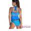 Dear Lover New Design Cheap Price Sexy Blue Splice Striped Halter Swim Wear Bikini