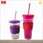 Round Environmental Transparent Plastic Cup With Lid And Straw                        
                                                Quality Choice