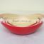 eco-friendly bamboo bowl with handle for salad, lacquered bamboo bowl for salad, natural inside, color outside