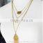 2016 Boho Multi Layered Tassel Necklace Ethnic Half Moon Flower Pendant With Long Tassel Bohemio Collares Boho Chic Jewelry Hot