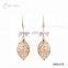 18K Gold Leaf Shape Crystal Golden Earring