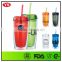bpa free double wall 2016 plastic mug and cup with lid and straw