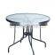 Hot Sale 80CM Iron Glass Garden Table /Outdoor Coffee Bar Table With Hole