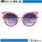 Fashionable cheap hot pink plastic cat eyes 3 uv400 round shape metal leg lady charm sunglasses factory