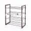 Vivinature 12-pair shoe rack black steel wire with wood frame