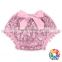 Light Pink Boutique Baby Girls Shorts Front Bow With Pom Pom Cotton Sequins Bloomers