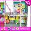 2017 Best gift set luxurious wooden kids doll house with furniture W06A246
