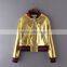 Guangzhou wholesale ladies shiny foil jacket fashion design women bomber jacket