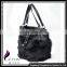 CX-H-10B High Quality Fashion Leather Handbags Women Real Fox Fur Ladies Hand Bag