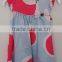 2016 Baby Girls Light Blue and Red Printed Dress for Summer