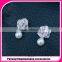Micropave zircon earring flower stud earring silver 925 natural pearl earring