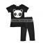 2pcs Boys Panda Printed Clothes Set Summer Kids Black Clothes Outfit