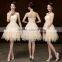 New 2016 Strapless Short Champagne Bridesmaid Dresses Sleeveless Chiffon Cheap Party Summer Dress Pink Blue White