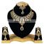 Wedding Collection Kundan Black Stone Color Gold Plated Zerconic Necklace Earrings Tikka