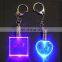 Fancy custom 3d engraved rose crystal keychain/key chain, colorful Crystal LED keychain/keyring for festival gifts