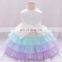 Wholesale Embroidery Pearl Bow Design Party Baby Girls Dress Birthday Party Kids Frock