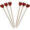 Decoration Fruit Eco-friendly Heart Shape Bamboo Picks Party Cocktail Bead Sticks
