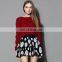 Fashion red chunky sweater women cable knit pullover sweater for ladies