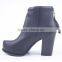 Wholesale china made military high heel ankle boots with back tassel zipper
