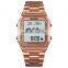 New Skmei 1763 Arabic Muslim Prayer Qibla Watch Golden Stainless Steel Islamic Azan Wrist Watch
