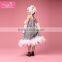 Dancing Stylish Baby Girls Casual Long Feather Grey Dress for Cheap Party Wholesale