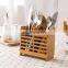Eco-friendly Wooden Bamboo Knives Forks Soons And Chopsticks Bucket Tableware Storage Partition Tube Round Storage Bucket
