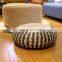 Black white straw rustic poof with metal frame Water Hyacinth Floor cushion Yoga meditation cushion Vietnam Supplier