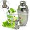 24 Ounce Stainless Steel Shaker with Built-in Strainer & Lid, Double Jigger