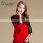 Stylish Red Women's Jacquard Wild Goose Pattern Crew Neck Sweater Preppy Style Knitted Cashmere for Winter with Front Back Logo