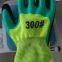 yellow polyester 13 gauge knitted foamed latex palm double coated and fingers coated breathable work gloves