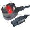 BS approval UK 13a mains power cord with IEC power cord connector types