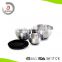 Stainless steel vegetable mixing bowl set of 3 with non-skid silicone bottom(black)