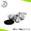 Stainless steel vegetable mixing bowl set of 3 with non-skid silicone bottom(black)