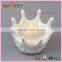 Decorative White Ceramic Crown Candle Holder