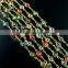 6mm red,yellow,blue,green flat glass Turkish evil eye beads links gold plated brass necklace chain DIY supplies 1315013