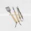 3 pcs Wooden Handle Stainless Steel Manual Barbeque Fork Spatula Kitchen Food Serving Tong Set