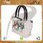 12 OZ natural canvas tote bag with polyester lining & with PU padded handles bottom